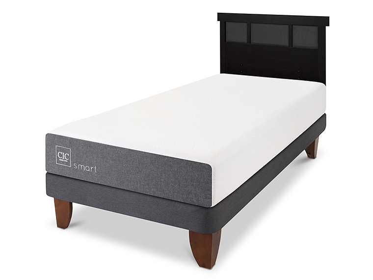 JUEGO DE DORMITORIO CIC CAMA EUROPEA SMART 1 PLAZA + RESPALDO DUBLIN NEGRO 2