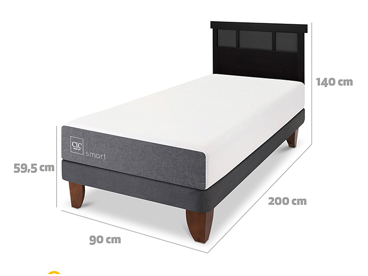 JUEGO DE DORMITORIO CIC CAMA EUROPEA SMART 1 PLAZA + RESPALDO DUBLIN NEGRO 3