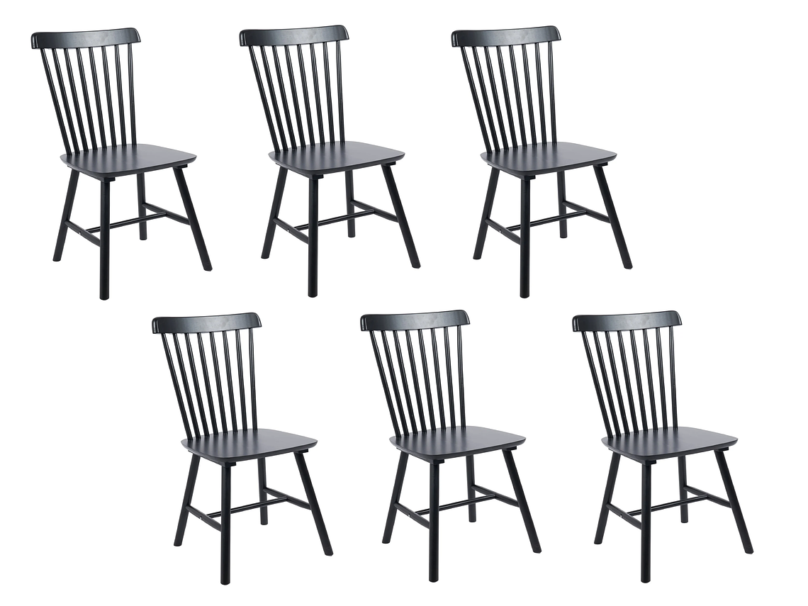 PACK 6 SILLA DE COMEDOR WINDSOR DE MADERA NEGRO 1