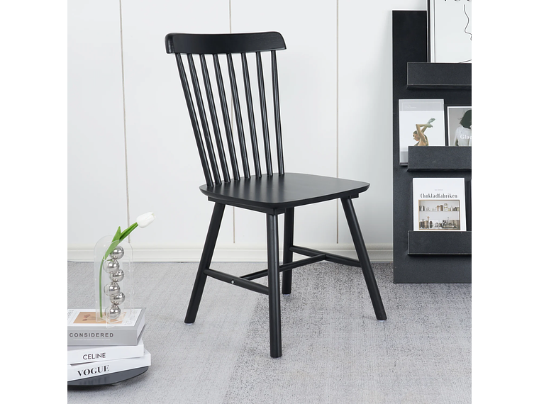 PACK 6 SILLA DE COMEDOR WINDSOR DE MADERA NEGRO 2