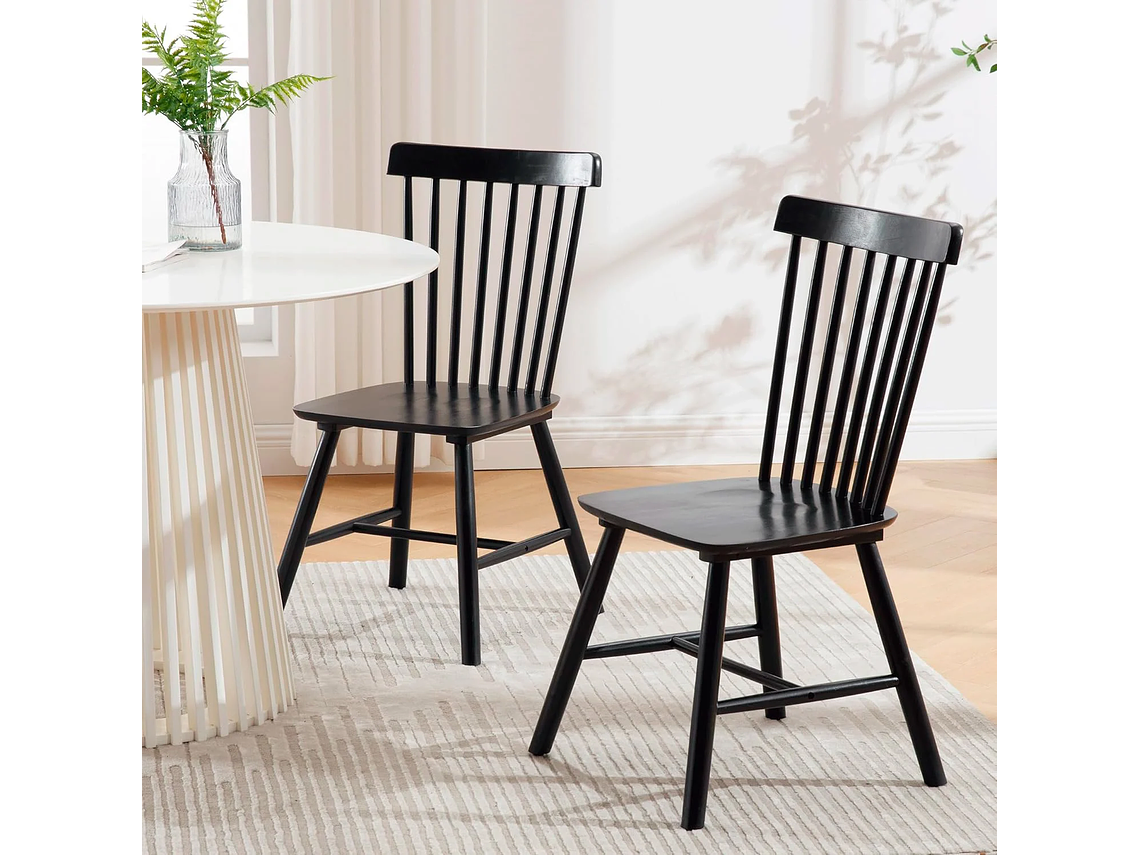 PACK 6 SILLA DE COMEDOR WINDSOR DE MADERA NEGRO 3