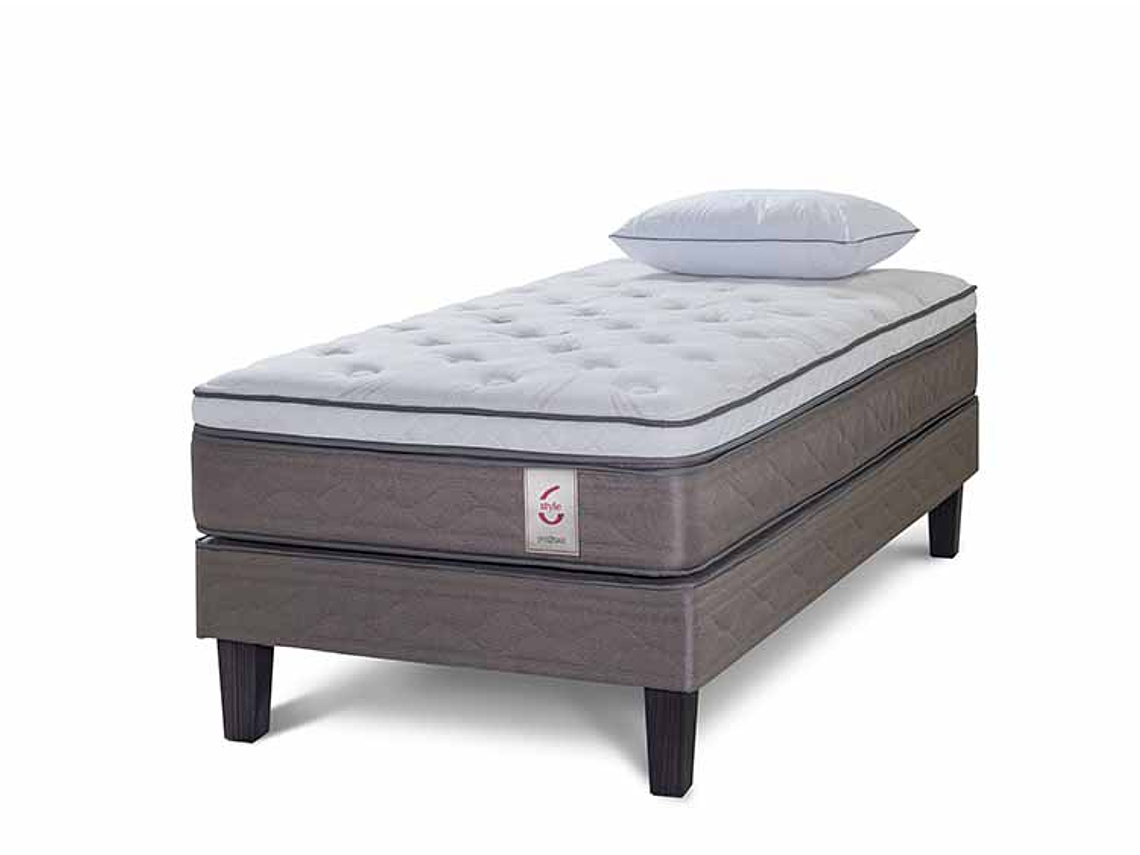 CAMA EUROPEA PRATTA 1,5 PLAZAS P. MADERA+MUEBLES FERRARA GRA 1