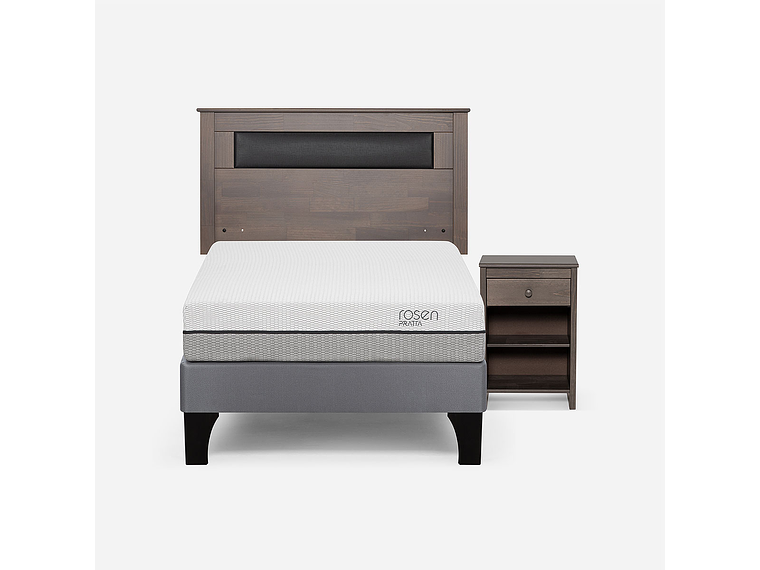 CAMA EUROPEA PRATTA 1,5 PLAZAS P. MADERA+MUEBLES FERRARA GRA 2