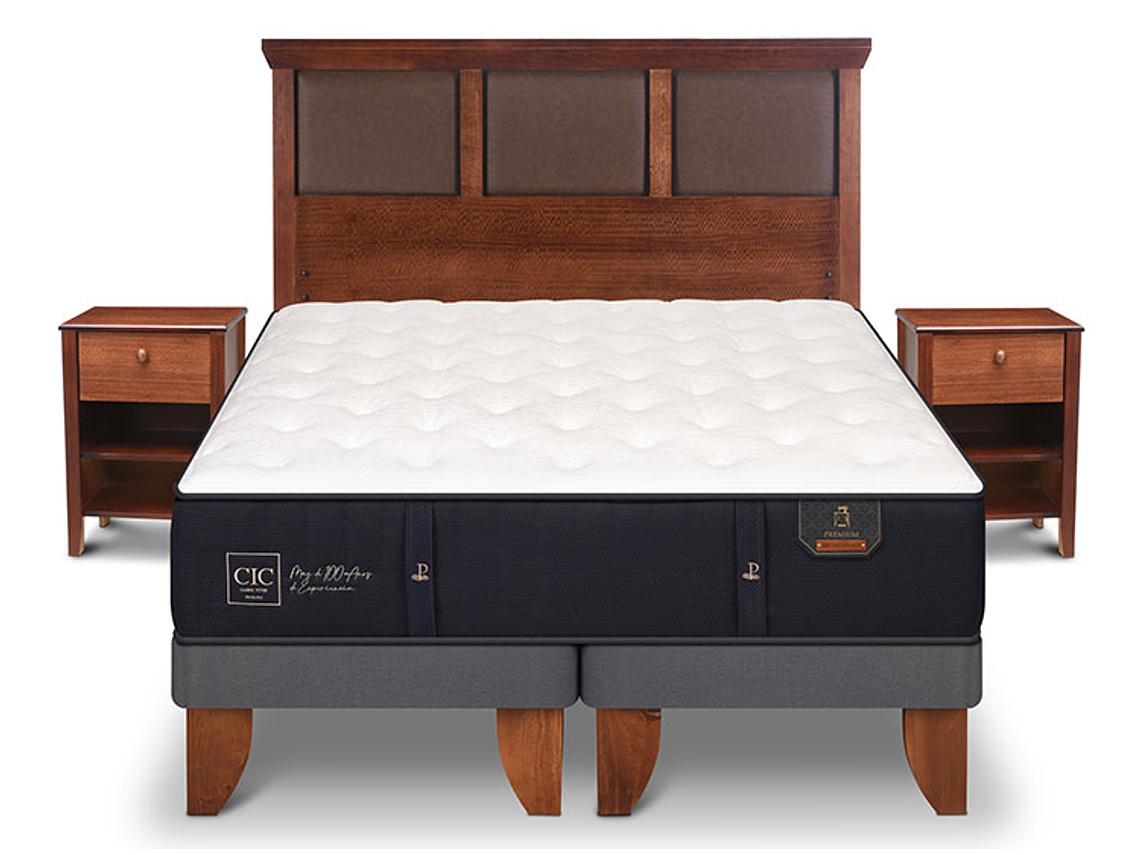 JUEGO DE DORMITORIO CIC CAMA EUROPEA PREMIUM KING + SET NEW TORINO 1