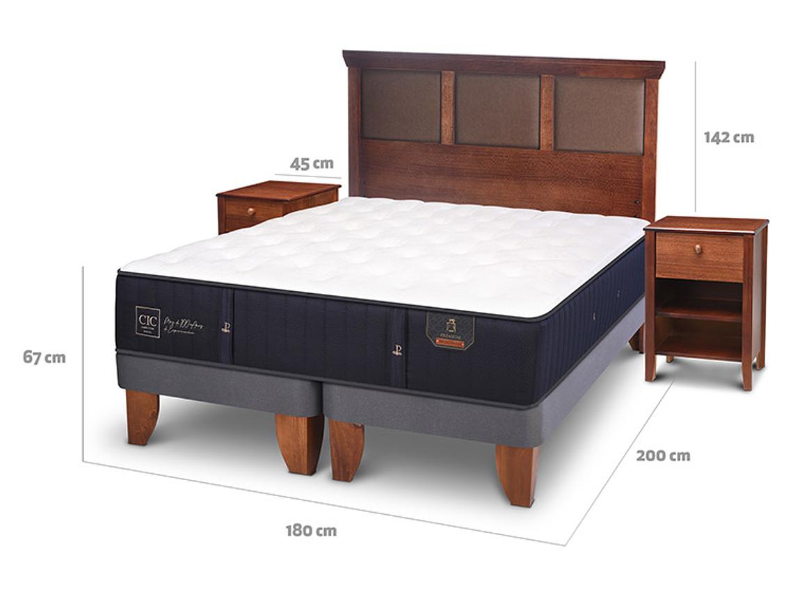 JUEGO DE DORMITORIO CIC CAMA EUROPEA PREMIUM KING + SET NEW TORINO 3