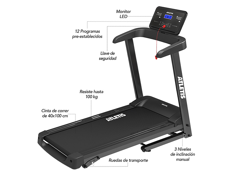 TROTADORA ATLETIS ENDURANCE VI 12.8KM/H 2.0HP PLEGABLE 4