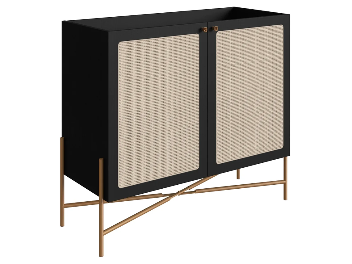 BAR DECOCASA OSLO RATAN NEGRO METAL 1