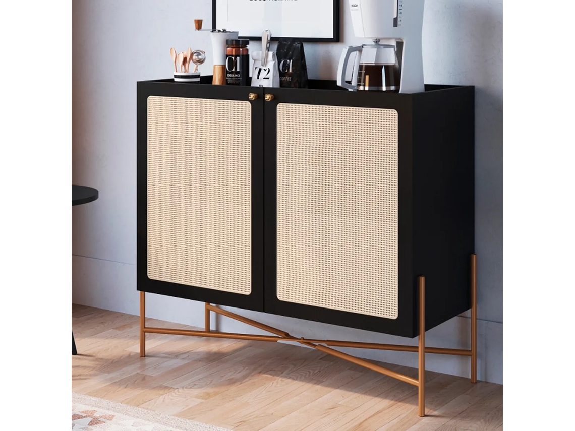 BAR DECOCASA OSLO RATAN NEGRO METAL 3