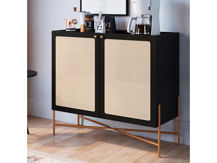 BAR DECOCASA OSLO RATAN NEGRO METAL 3