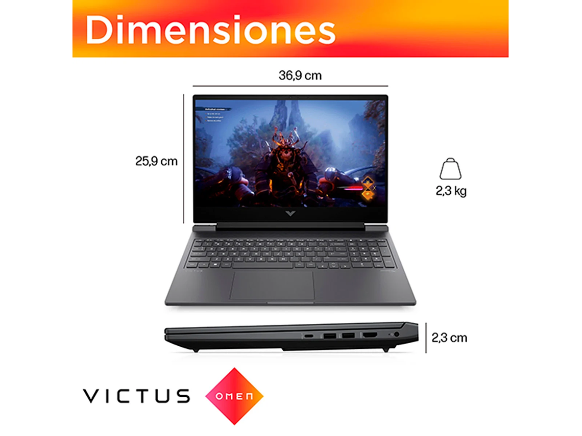 NOTEBOOK GAMER HP VICTUS 16-R1016LA INTEL CORE I7 32GB RAM 1TB SSD NVIDIA RTX 4070 16.1” 6