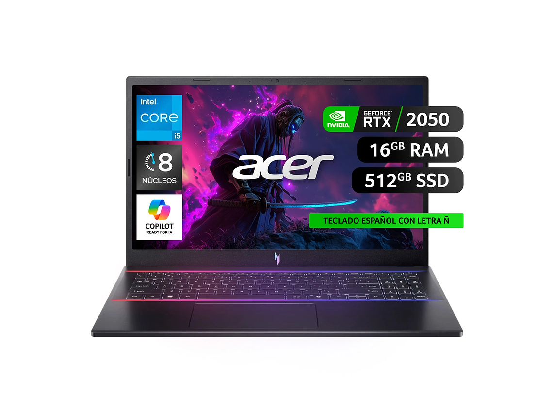 NOTEBOOK ACER GAMER NITRO V15 ANV15-51-53W1-1 INTEL CORE I5 16GB RAM 512GB SSD NVIDIA RTX 2050 15.6” 2