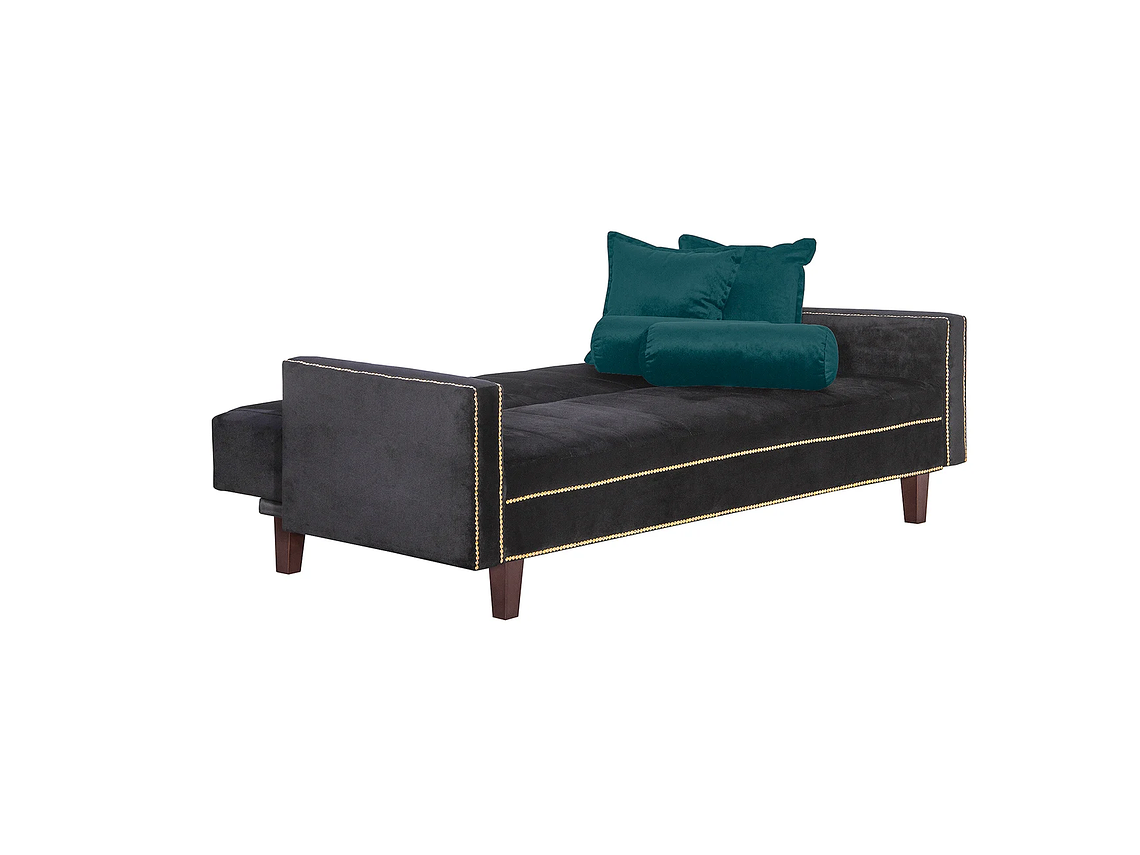 FUTÓN BLACK FACTORY VANGUARDIA 3 CUERPOS FELPA NEGRO SOFA CAMA 200 X110 VERDE 3