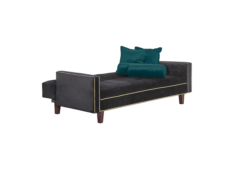 FUTÓN BLACK FACTORY VANGUARDIA 3 CUERPOS FELPA NEGRO SOFA CAMA 200 X110 VERDE 3