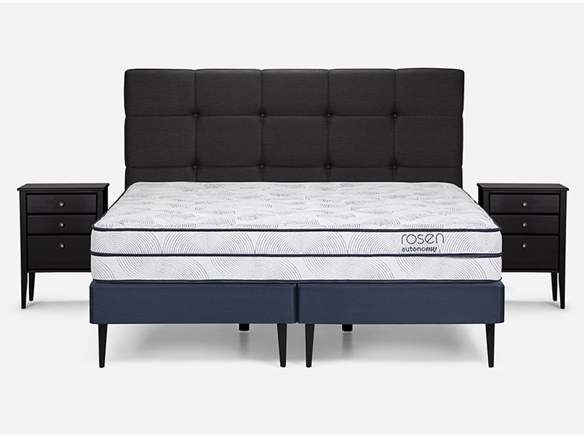 JUEGO DE DORMITORIO ROSEN CAMA EUROPEA AUTONOMY SKY BD 2 PLAZAS + SET ISSEY GRAFITO 1