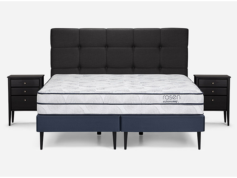 JUEGO DE DORMITORIO ROSEN CAMA EUROPEA AUTONOMY SKY BD 2 PLAZAS + SET ISSEY GRAFITO 1