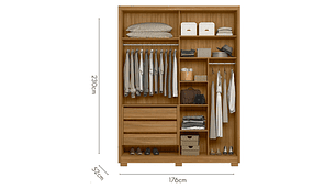 CLÓSET DI PORETTI DESIGN CALIFORNIA 4 PUERTAS 3 CAJONES CAFÉ