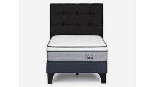 JUEGO DE DORMITORIO ROSEN CAMA EUROPEA INDIE 1.5 PLAZAS GRIS + RESPALDO ISSEY GRAFITO