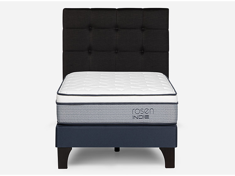 JUEGO DE DORMITORIO ROSEN CAMA EUROPEA INDIE 1.5 PLAZAS GRIS + RESPALDO ISSEY GRAFITO 1