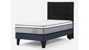 JUEGO DE DORMITORIO ROSEN CAMA EUROPEA INDIE 1.5 PLAZAS GRIS + RESPALDO ISSEY GRAFITO