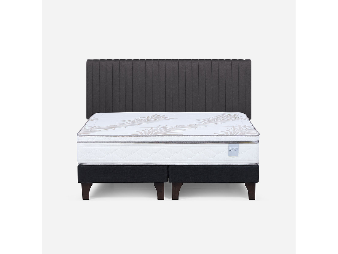 CAMA EUROPEA NEO PLUS KING BD + RESPALDO LUCIO GRAFITO 1