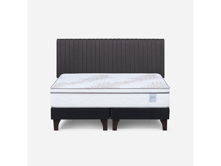 CAMA EUROPEA NEO PLUS KING BD + RESPALDO LUCIO GRAFITO 1