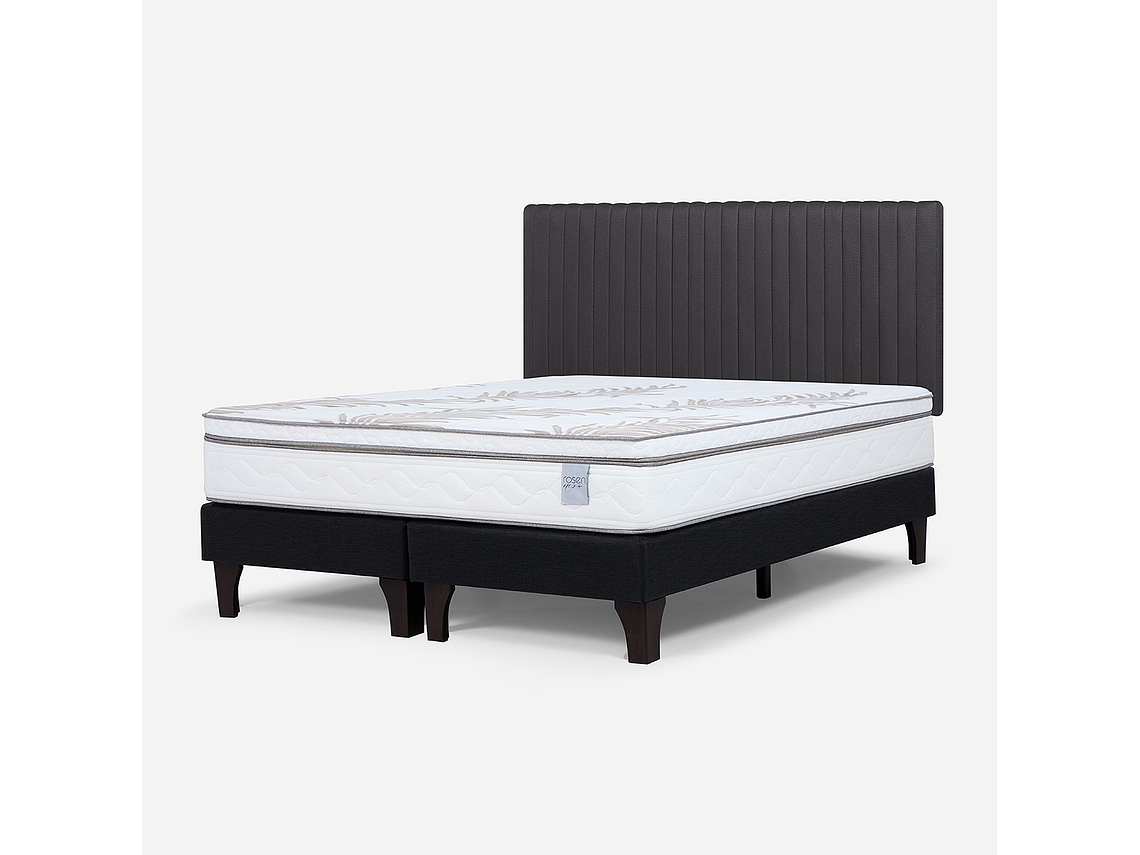 CAMA EUROPEA NEO PLUS KING BD + RESPALDO LUCIO GRAFITO 3