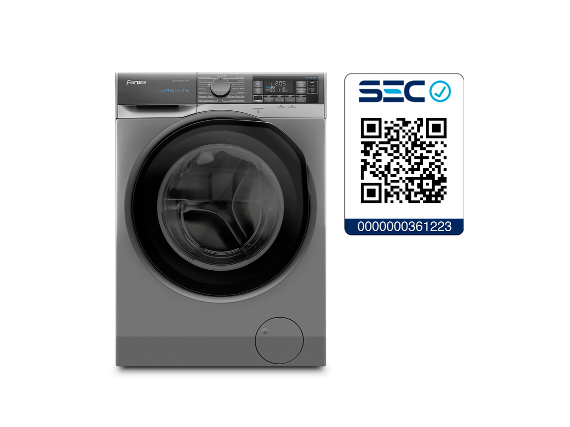 LAVADORA SECADORA FENSA 11/7 KG LAVADO INTELIGENTE 11WD GRIS 9