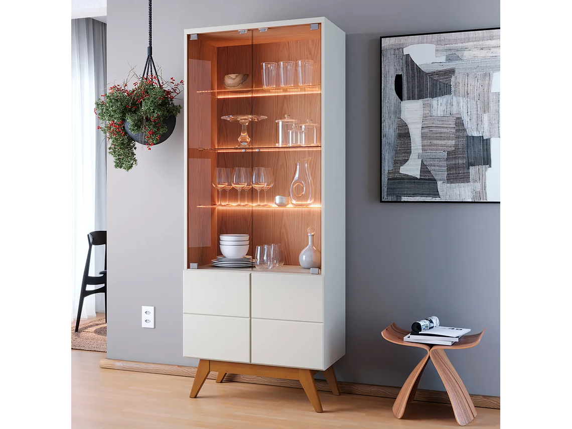 VITRINA DI PORETTI DESIGN NORONHA 4 PUERTAS BLANCO 1