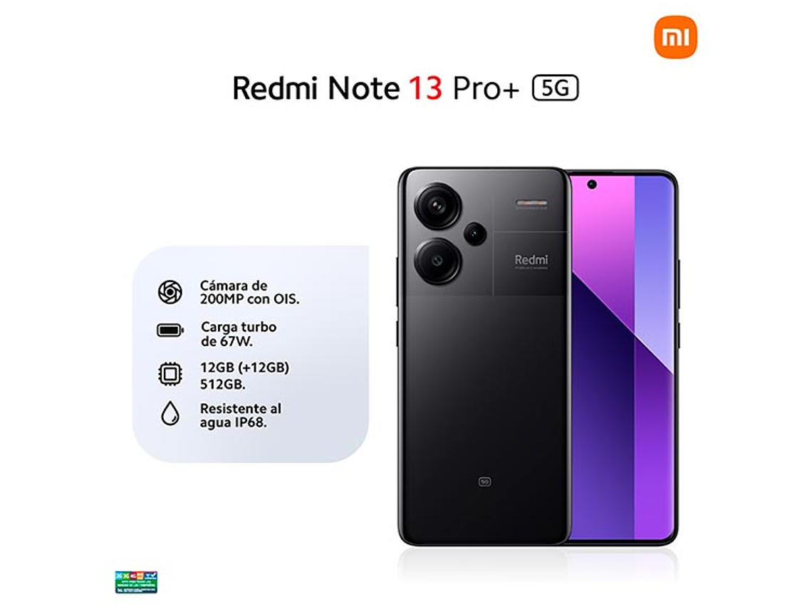 CELULAR XIAOMI REDMI NOTE 13 PRO+ 5G 512 GB 12 GB RAM 16MP 6.6