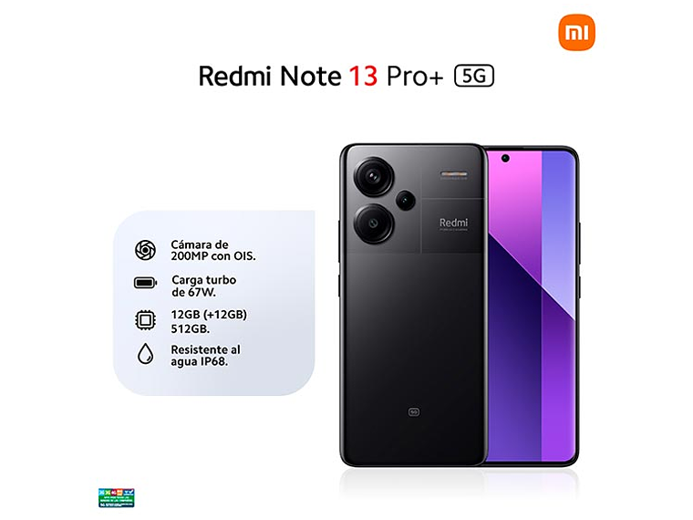 CELULAR XIAOMI REDMI NOTE 13 PRO+ 5G 512 GB 12 GB RAM 16MP 6.6