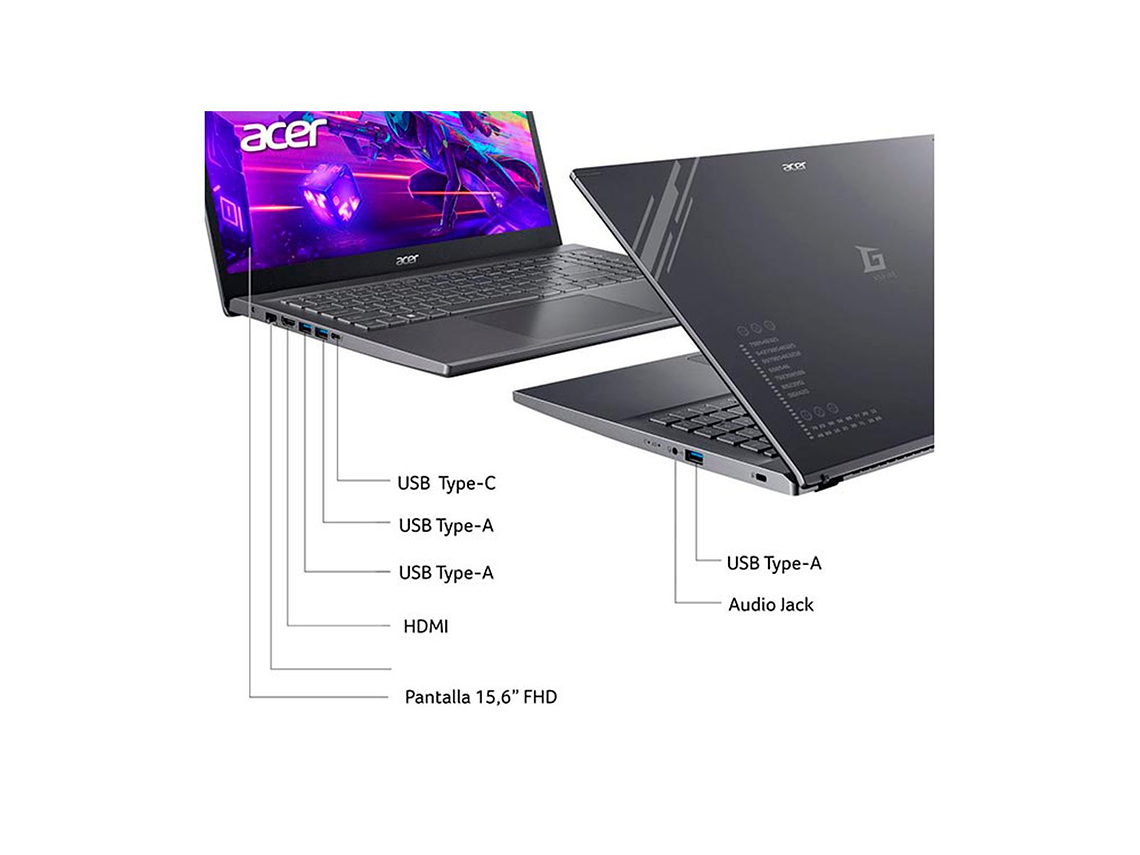 NOTEBOOK GAMER ACER ASPIRE 5 A515-58GM-56XX-1 INTEL CORE I5 16GB RAM 512GB SSD NVIDIA RTX 2050 15.6 6