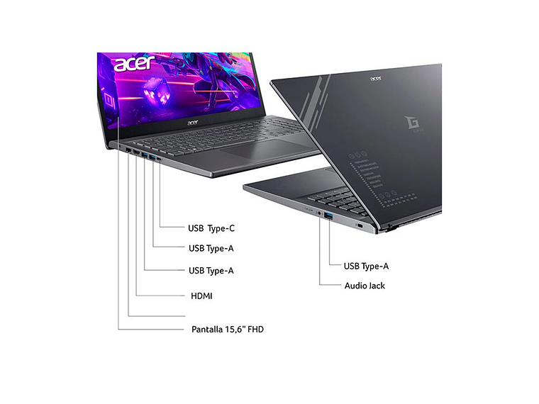 NOTEBOOK GAMER ACER ASPIRE 5 A515-58GM-56XX-1 INTEL CORE I5 16GB RAM 512GB SSD NVIDIA RTX 2050 15.6 6