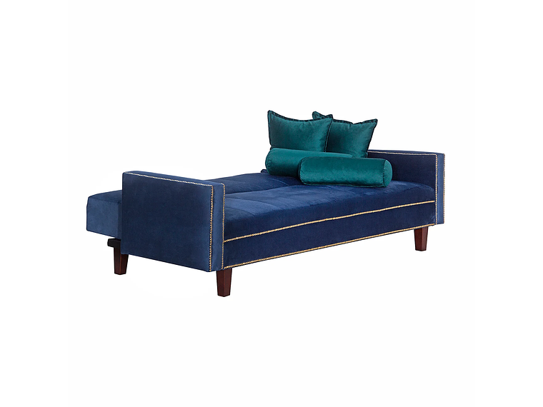 FUTÓN BLACK FACTORY VANGUARDIA 3 CUERPOS FELPA AZUL SOFA CAMA 200 X110 VERDE 2
