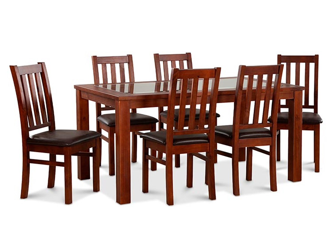 JUEGO DE COMEDOR CIC ÑUBLE PU 6 SILLAS CHOCOLATE 10