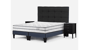 JUEGO DE DORMITORIO ROSEN CAMA EUROPEA AUTONOMY SKY BD 2 PLAZAS AZUL + SET ISSEY GRIS