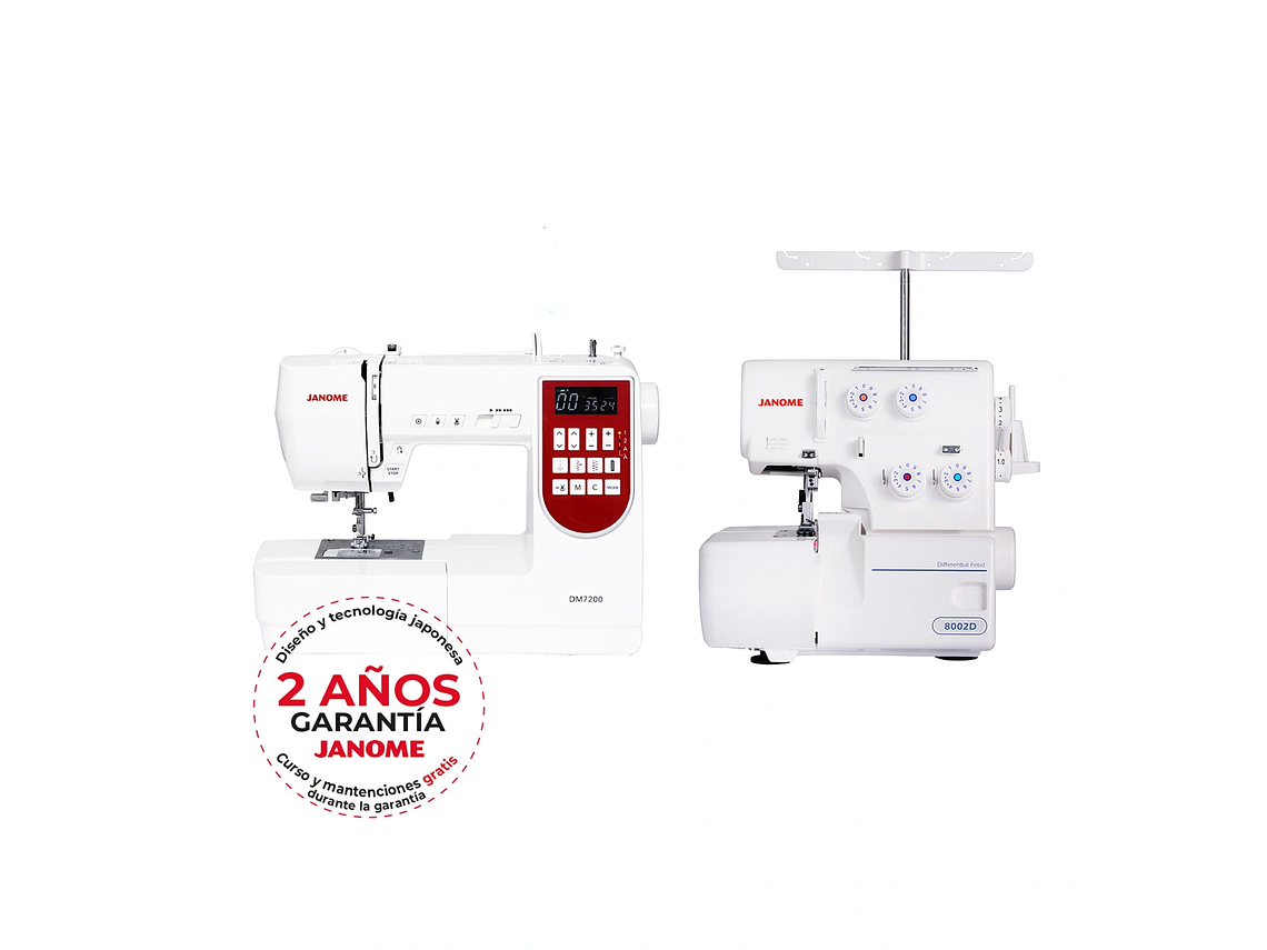 COMBO JANOME MÁQUINA DE COSER DM7200 + OVERLOCK 8002D 3