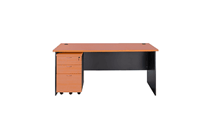 ESCRITORIO ESTANDAR 150 X 60 CM. CON CAJONERA MÓVIL KARDEX. COLOR ALERCE Y GRAFITO