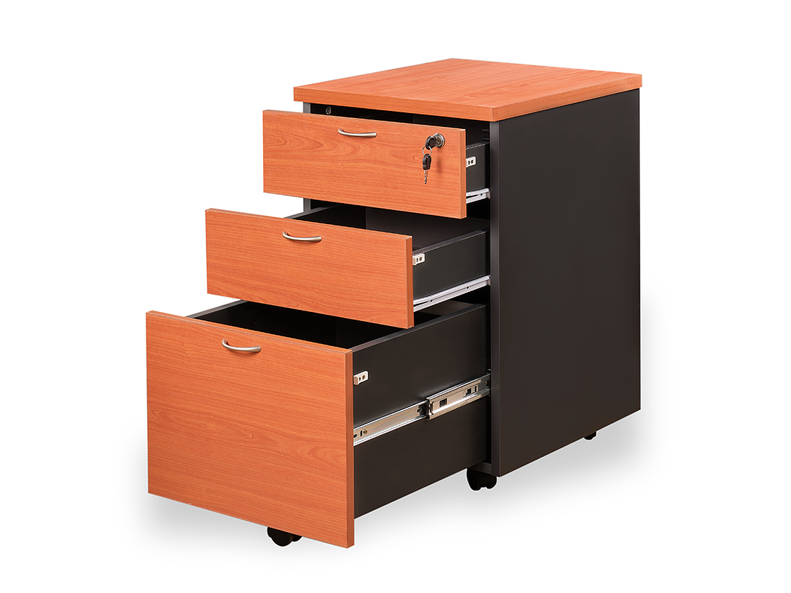 ESCRITORIO ESTANDAR 150 X 60 CM. CON CAJONERA MÓVIL KARDEX. COLOR ALERCE Y GRAFITO 2