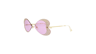 GAFAS DE SOL GUCCI DE METAL CON MONTURA DE OJO DE GATO PARA MUJER EN DORADO ROSA