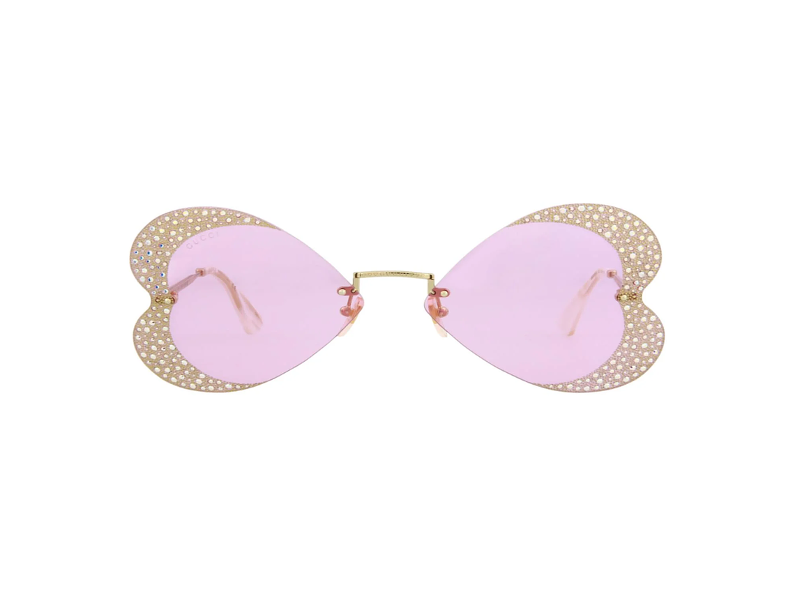 GAFAS DE SOL GUCCI DE METAL CON MONTURA DE OJO DE GATO PARA MUJER EN DORADO ROSA 2