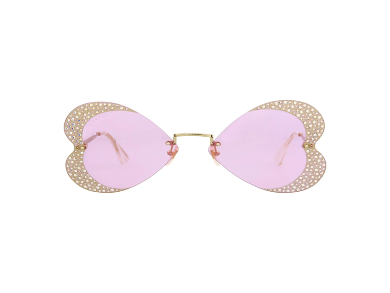 GAFAS DE SOL GUCCI DE METAL CON MONTURA DE OJO DE GATO PARA MUJER EN DORADO ROSA 2