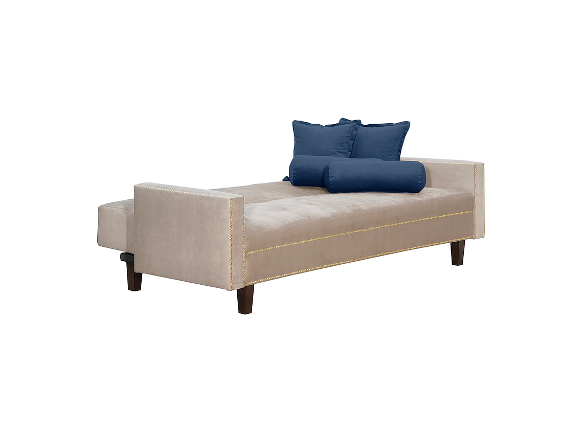 FUTÓN BLACK FACTORY 3 CUERPOS FELPA BEIGE SOFA CAMA VANGUARDIA 200 X110 AZUL 2