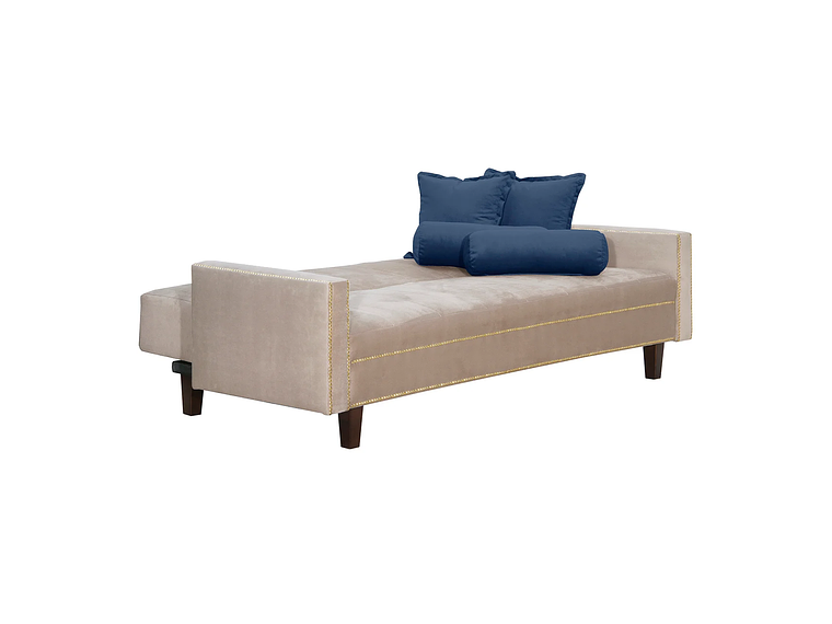 FUTÓN BLACK FACTORY 3 CUERPOS FELPA BEIGE SOFA CAMA VANGUARDIA 200 X110 AZUL 2