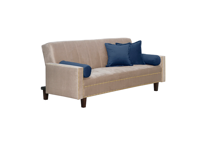 FUTÓN BLACK FACTORY 3 CUERPOS FELPA BEIGE SOFA CAMA VANGUARDIA 200 X110 AZUL 3