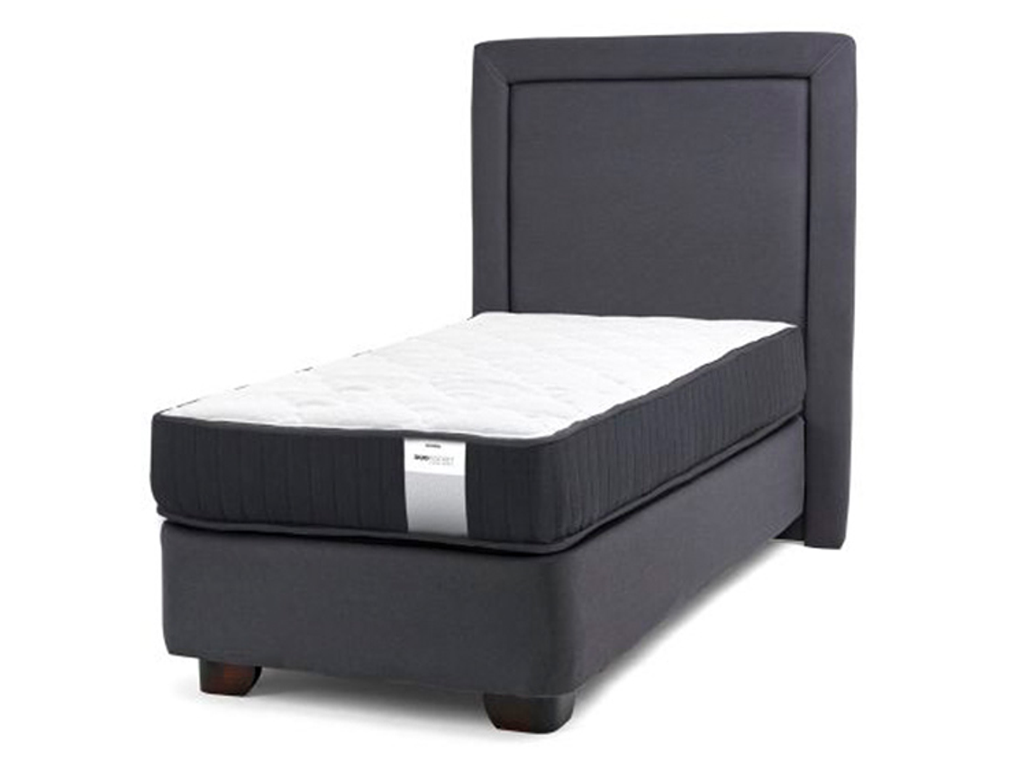 JUEGO DE DORMITORIO DRIMKIP CAMA AMERICANA DUO POCKET 1 PLAZA GRIS + RESPALDO 1