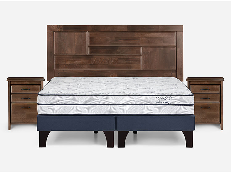 JUEGO DE DORMITORIO ROSEN CAMA EUROPEA AUTONOMY SKY BD 2 PLAZAS AZUL + SET DOLCE 1