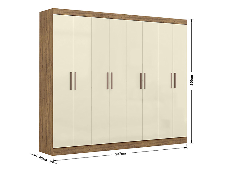 CLOSET DI PORETTI DESIGN PARIS MDF 8 PUERTAS 4 CAJONES CAFÉ CLARO 2