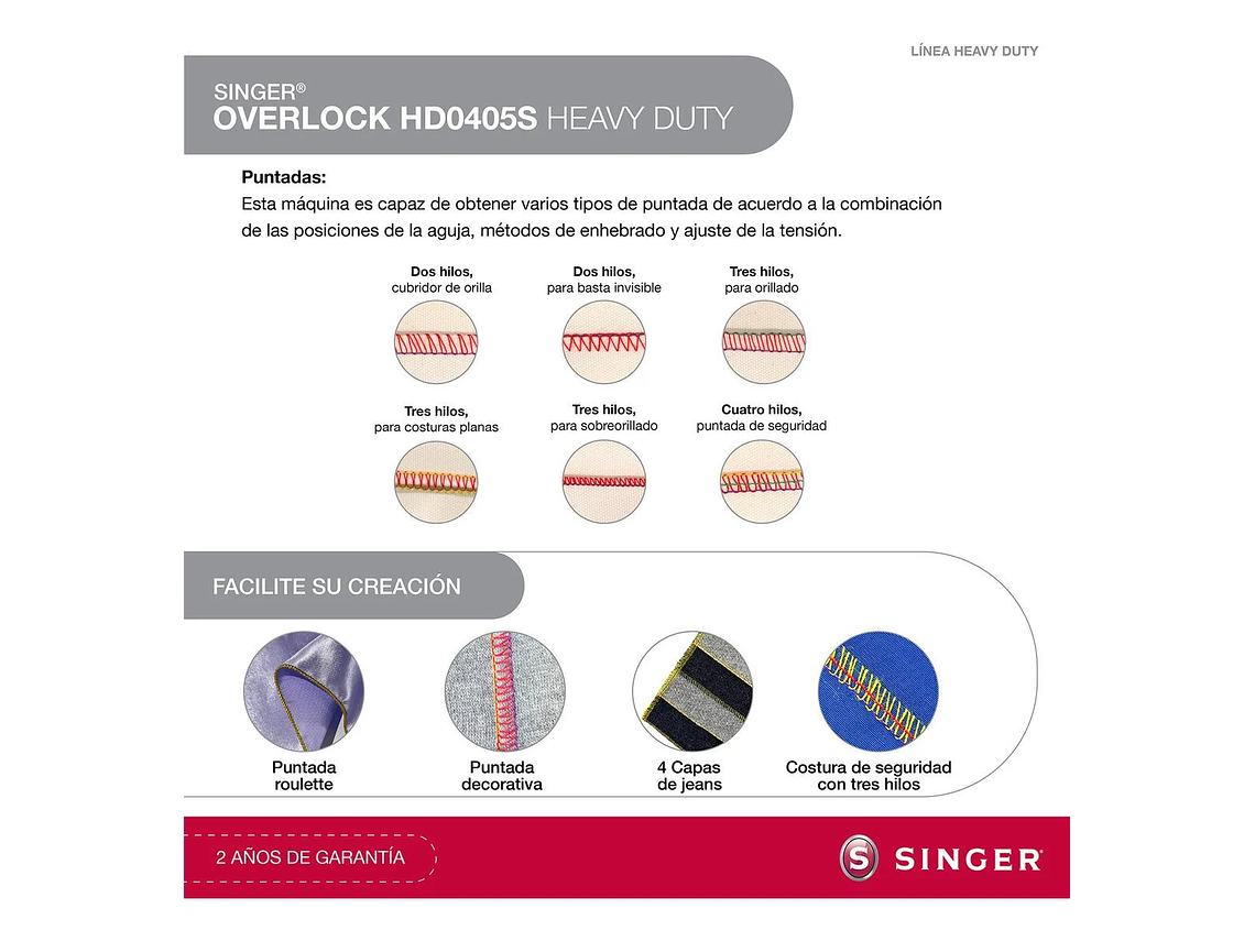 COSER CON PRECISION: MAQUINA OVERLOCK SINGER HD0405S PORTATIL 6