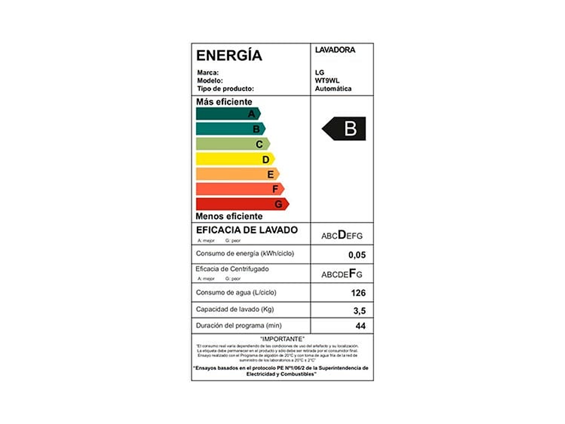 LAVADORA CARGA SUPERIOR LG WT9WL 9KG BLANCO 6