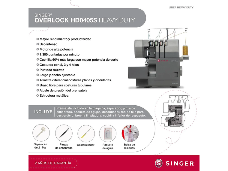 COSER CON PRECISION: MAQUINA OVERLOCK SINGER HD0405S PORTATIL 8